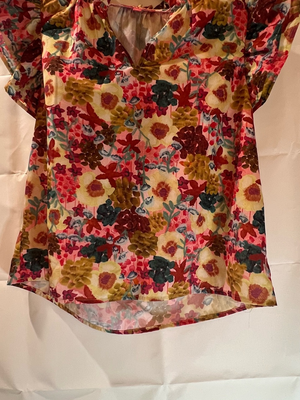 THML Multicolor Floral V-Neck Blouse with Pink Label